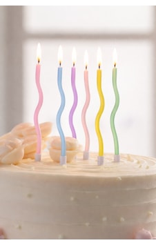 6'lı 12 CM Renkli Pastel Ton Kıvrımlı Pasta Mumu Doğum Günü Pasta Mum Seti Pastel Renkli