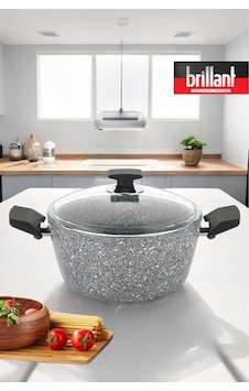 Brillant Lüks Granit Derin Tencere 28 Cm Yanmaz Yapışmaz Tencere Gri Brillant Lüks Granit Derin Tencere 28 Cm Yanmaz Yapışmaz Tencere Gri