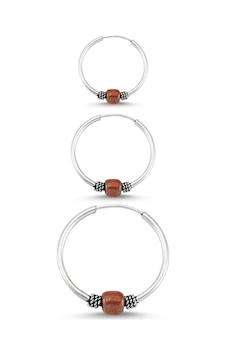 Takı Dükkanı Boncuklu Gümüş Halka Küpe Kombin 10mm + 12mm + 16mm wsk09t