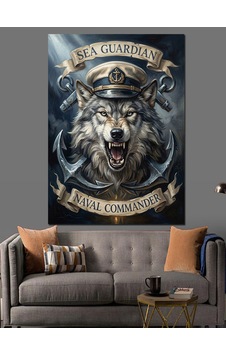 Sea Guardian Kurt Kaptan Logosu Dekoratif Kanvas - Mdf Ahşap Tablo
