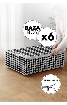6 Adet Kaz Ayağı Desenli Hurc Büyük Boy Siyah