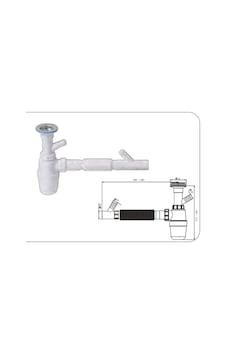 Güçlü Taslı Körüklü Çift Çatal İki Çamaşır Çıkışlı Lavabo Sifonu Güçlü Taslı Körüklü Çift Çatal İki Çamaşır Çıkışlı Lavabo Sifonu