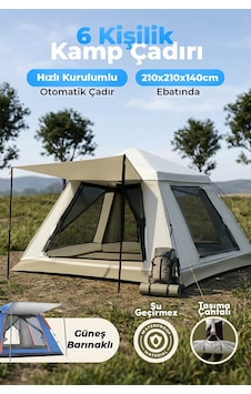 Auhma Outdoor Ac6636 6 Kişilik Otomatik Kamp Çadırı Krem 210x210x140 Cm Su Geçirmez Oxford Kumaş Auhma Outdoor Ac6636 6 Kişilik Otomatik Kamp Çadırı Krem 210x210x140 Cm Su Geçirmez Oxford Kumaş
