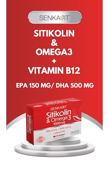 Senkavit Sitikolin+omega 3 Ve Vitamin B12 İçeren 30 Lu Yumuşak Kapsül Senkavit Sitikolin+omega 3 Ve Vitamin B12 İçeren 30 Lu Yumuşak Kapsül