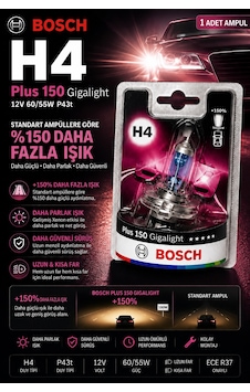 H4 Plus 150 Gigalight 12v 60/55w Halojen Far Ampulü %150 Daha Fazla Işık Çiftli Set H4 Plus 150 Gigalight 12v 60/55w Halojen Far Ampulü %150 Daha Fazla Işık Çiftli Set
