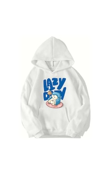 Brz Collection Unisex Oversize Lazy Day Hoodie Beyaz Brz Collection Unisex Oversize Lazy Day Hoodie Beyaz