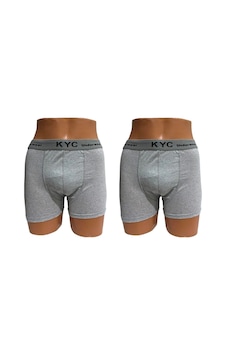 Kyc Shopping 2 Adet Gri Renk Pamuklu Likralı Penye Esnek Kumaş Boxer Kyc Shopping 2 Adet Gri Renk Pamuklu Likralı Penye Esnek Kumaş Boxer