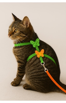 Mıt Kedi Göğüs Tasması Kelebekli Yeşil Mıt Kedi Göğüs Tasması Kelebekli Yeşil
