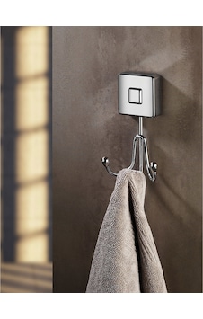 Zethome Bornoz Askısı Bornozluk 3'lü Banyo Boy Havlusu Bornoz Askılığı Yapışkanlı Havluluk Krom