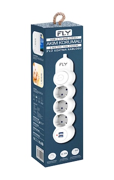 Fly 3393-01 3 Soket 2 Usb Akım Korumalı Priz 2.1a Anahtarlı 2mt Kablo Beyaz 2 M Fly 3393-01 3 Soket 2 Usb Akım Korumalı Priz 2.1a Anahtarlı 2mt Kablo Beyaz 2 M