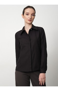 Pera Moda Kadın Slim Fit Pamuklu Ofis Gömleği Siyah Pera Moda Kadın Slim Fit Pamuklu Ofis Gömleği Siyah