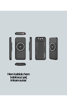 Kompakt Tasarımlı 10000mah Powerbank Kablolu Kablosuz Uyumlu