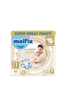 Molfix Pure&Soft Bebek Bezi 1 Numara Yenidoğan 80 Adet Süper Fırsat Paketi Molfix Pure&Soft Bebek Bezi 1 Numara Yenidoğan 80 Adet Süper Fırsat Paketi