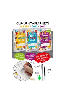 Oluklu Kitaplar 3 Lü Set - Alfabe Sayı Yazı - Yaz Sil Eğitim Kitabı - Sihirli Kalemli Okul Öncesi Oluklu Kitaplar 3 Lü Set - Alfabe Sayı Yazı - Yaz Sil Eğitim Kitabı - Sihirli Kalemli Okul Öncesi