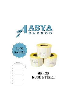 60 X 30 Kuşe Etiket 1000 Sarım 60 X 30 Kuşe Etiket 1000 Sarım