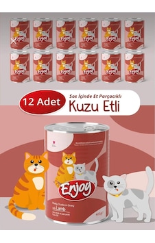 Kedi Konservesi, Kuzu Etli, Sos İçinde Et Parçacıklı, 400 Gr, 12'li Set En-k4k Kedi Konservesi, Kuzu Etli, Sos İçinde Et Parçacıklı, 400 Gr, 12'li Set En-k4k
