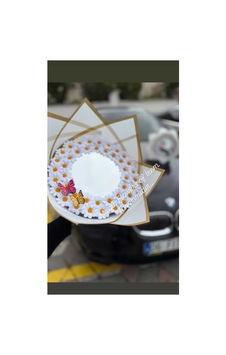 Aynalı Papatya Buketi Kelebekli Beyaz - 786137307