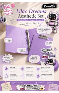 Lilac Dreams Aesthetic Kırtasiye Seti A4 4 Halkalı Klasör + Kapaklı Sekreterlik Pembe Pvc Dosya Organizer Lilac Dreams Aesthetic Kırtasiye Seti A4 4 Halkalı Klasör + Kapaklı Sekreterlik Pembe Pvc Dosya Organizer