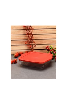 59024 Borcam Kırmızı Kapaklı Kare Tepsi 25x22cm 59024 Borcam Kırmızı Kapaklı Kare Tepsi 25x22cm