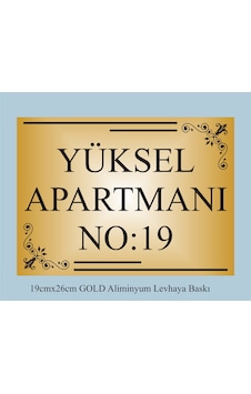 Apartman Kapısı İsimliği 26cm 19cm Gold Aliminyum Levha Apartman Kapısı İsimliği 26cm 19cm Gold Aliminyum Levha