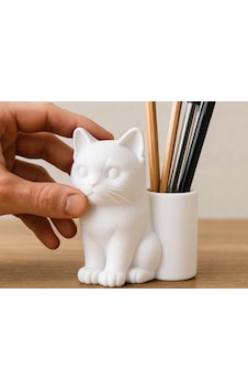 3d Baskı Kedi Figürlü Kalemlik - Masaüstü Organizer - Beyaz Diğer 3d Baskı Kedi Figürlü Kalemlik - Masaüstü Organizer - Beyaz Diğer