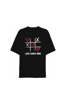 Defymoda 14 Şubat Sevgililer Günü Love Always Wins Baskılı Oversize Bisiklet Yaka T-shirt - Siyah Defymoda 14 Şubat Sevgililer Günü Love Always Wins Baskılı Oversize Bisiklet Yaka T-shirt - Siyah