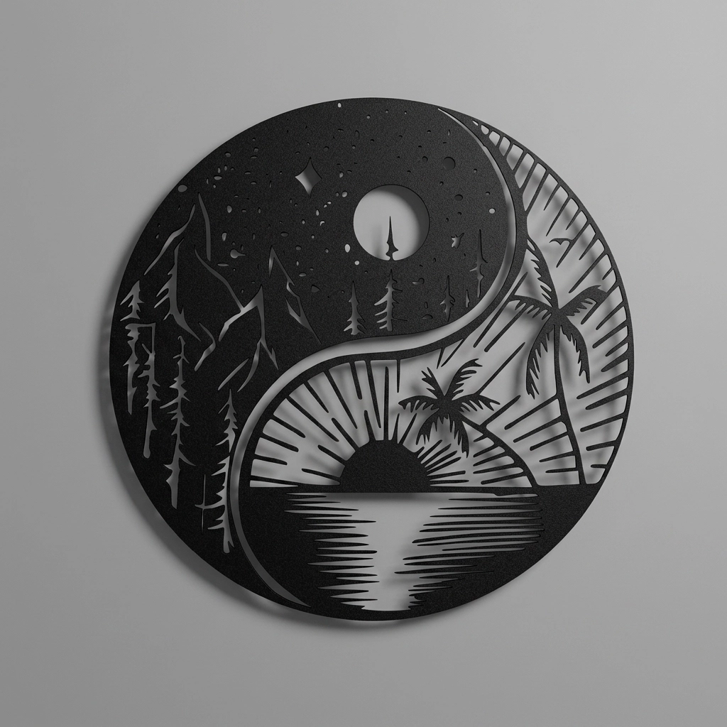 Ying Yang Güneş Ve Ay Siyah Ying Yang Güneş Ve Ay Siyah