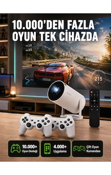 Tçift Kollu Tasarımlı Kablosuz Projeksiyon - 4k, 10.000 Oyun Ve Smart App Desteği Yeni Nesil