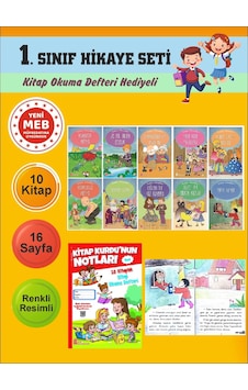 1.sınıflar İçin Okumayı Sevdiren 10 Lu Hikaye Seti 5 Kitap Okuma Defteri Hediyeli