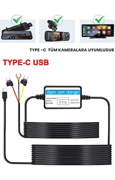 Park Modu Kablosu Type-c Akü Sigorta Bağlantı Kablosu Araç İçi Kamera Tüm Kameralara Uyumlu
