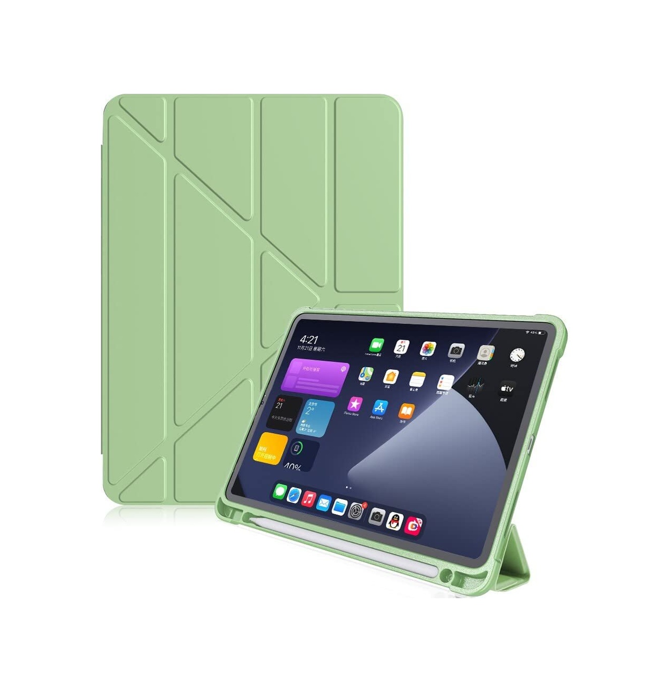 Apple iPad Uyumlu Air 3 10.5 İle Uyumlu Kılıf Kalem Bölmeli Trifolding Case A2152 A2123 A2153 A2154 Açık Yeşil Sku: Zeusb0dxq6cl6b Arka Kapak