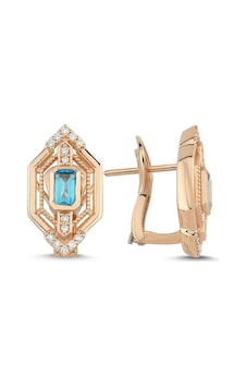 1,00 Karat Pırlantalı Topaz Küpe 1,00 Karat Pırlantalı Topaz Küpe