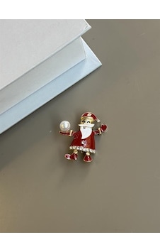 Noel Baba Broş - Kırmızı Açık Gri Noel Baba Broş - Kırmızı Açık Gri