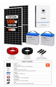 Solareko 3.000 Watt Solar Paketi, 590w Güneş Paneli, 3kw İnverter ,jel Akü
