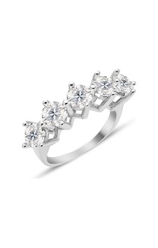 Beş Taş 5 Carat Beyaz Altın Kaplama Gümüş Bayan Yüzük Sevgiliye H