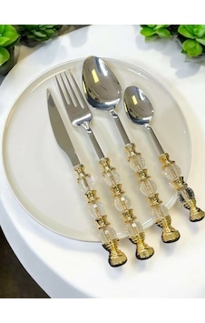 Rustik 24 Parça Yemek Seti Altın