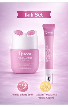 Queen İkili Cilt Bakım Seti Niacinamide Zinc Pca Yüz Kremi + Niacinamide & Caffeine Göz Altı Serumu Masaj Başlıklı, Lifting Etkili Queen İkili Cilt Bakım Seti Niacinamide Zinc Pca Yüz Kremi + Niacinamide & Caffeine Göz Altı Serumu Masaj Başlıklı, Lifting Etkili
