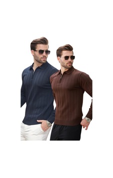 Madmext Kahverengi/lacivert Polo Yaka Fermuarlı Örme Kazak 2'li Set 7242 Kahverengi/lacivert Madmext Kahverengi/lacivert Polo Yaka Fermuarlı Örme Kazak 2'li Set 7242 Kahverengi/lacivert