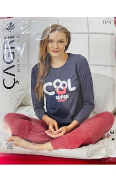 Çağrı Bayan Pijama Takımı-7214 Kırmızı-antrasit Çağrı Bayan Pijama Takımı-7214 Kırmızı-antrasit
