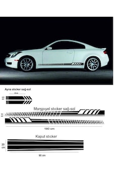 Marşpiyel,Kaput,Yan Ayna 180x10 CM,90x20 CM,20x2,5 CM Sport1 Oto Sticker 5 Parça Marşpiyel,Kaput,Yan Ayna 180x10 CM,90x20 CM,20x2,5 CM Sport1 Oto Sticker 5 Parça