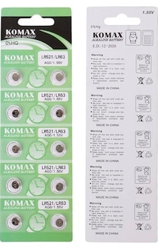 Komax Ag-0 Alkalin Lr521/379 Düğme Pil 10'lu Paket