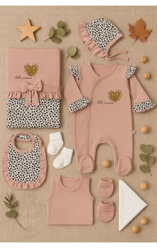 Babyhola Leopar Desenli Tulum 8'li Hastane Çıkışı Yenidoğan Set 5016 Gül Kurusu Babyhola Leopar Desenli Tulum 8'li Hastane Çıkışı Yenidoğan Set 5016 Gül Kurusu