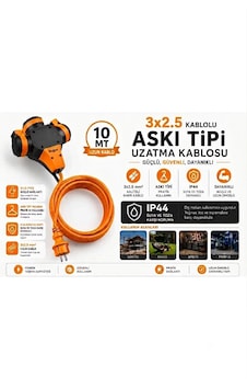 Bylion Askı Tip 3 Lü Uzatma Kablosu 10 M Bylion Askı Tip 3 Lü Uzatma Kablosu 10 M