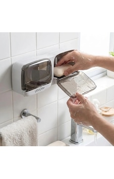 Duvara Monte İkili Kapaklı Plastik Katı Sabunluk Organizer Banyo & Mutfak İçin Yapışkanlı Sabun Kutusu Ve D Diğer Duvara Monte İkili Kapaklı Plastik Katı Sabunluk Organizer Banyo & Mutfak İçin Yapışkanlı Sabun Kutusu Ve D Diğer