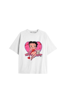 Kalic Studio Betty Boop Özel Tasarım Oversize T-shirt Beyaz Kalic Studio Betty Boop Özel Tasarım Oversize T-shirt Beyaz