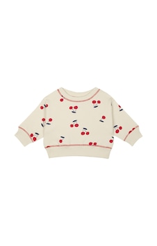 Antebies Organik Krem Kiraz Desenli Manşetli Kız Bebek Sweatshirt Antebies Organik Krem Kiraz Desenli Manşetli Kız Bebek Sweatshirt