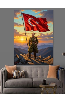 Türk Bayrağı Ve Atatürk Silüeti Dekoratif Kanvas - Mdf Ahşap Tablo Türk Bayrağı Ve Atatürk Silüeti Dekoratif Kanvas - Mdf Ahşap Tablo