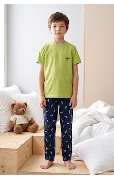 Aydoğan Desenli Erkek Çocuk Süprem Pamuklu Pijama Takımı 260382 Fıstık Yeşil Fıstık Yeşili