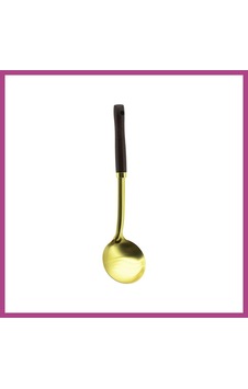 Gees Global Metal Servis Kepçe Ahşap Saplı 35cm Altın Gbzs Gees Global Metal Servis Kepçe Ahşap Saplı 35cm Altın Gbzs