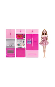 Kız Çocuk Pembe Anlily Bebek ve 3'lü Mutfak Seti Kız Çocuk Pembe Anlily Bebek ve 3'lü Mutfak Seti